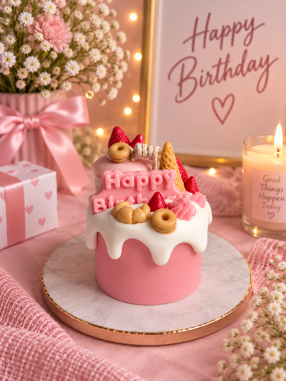 Birthday drip cake candle