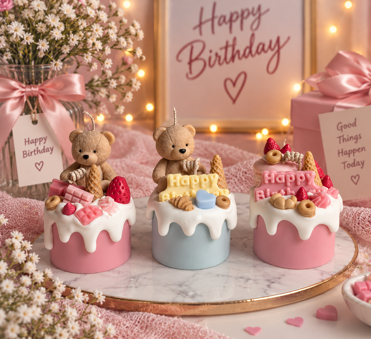 Birthday drip cake candle
