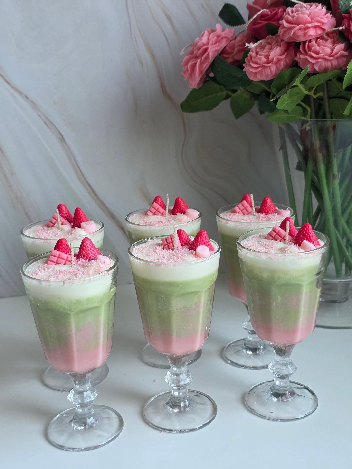Strawberry matcha latte