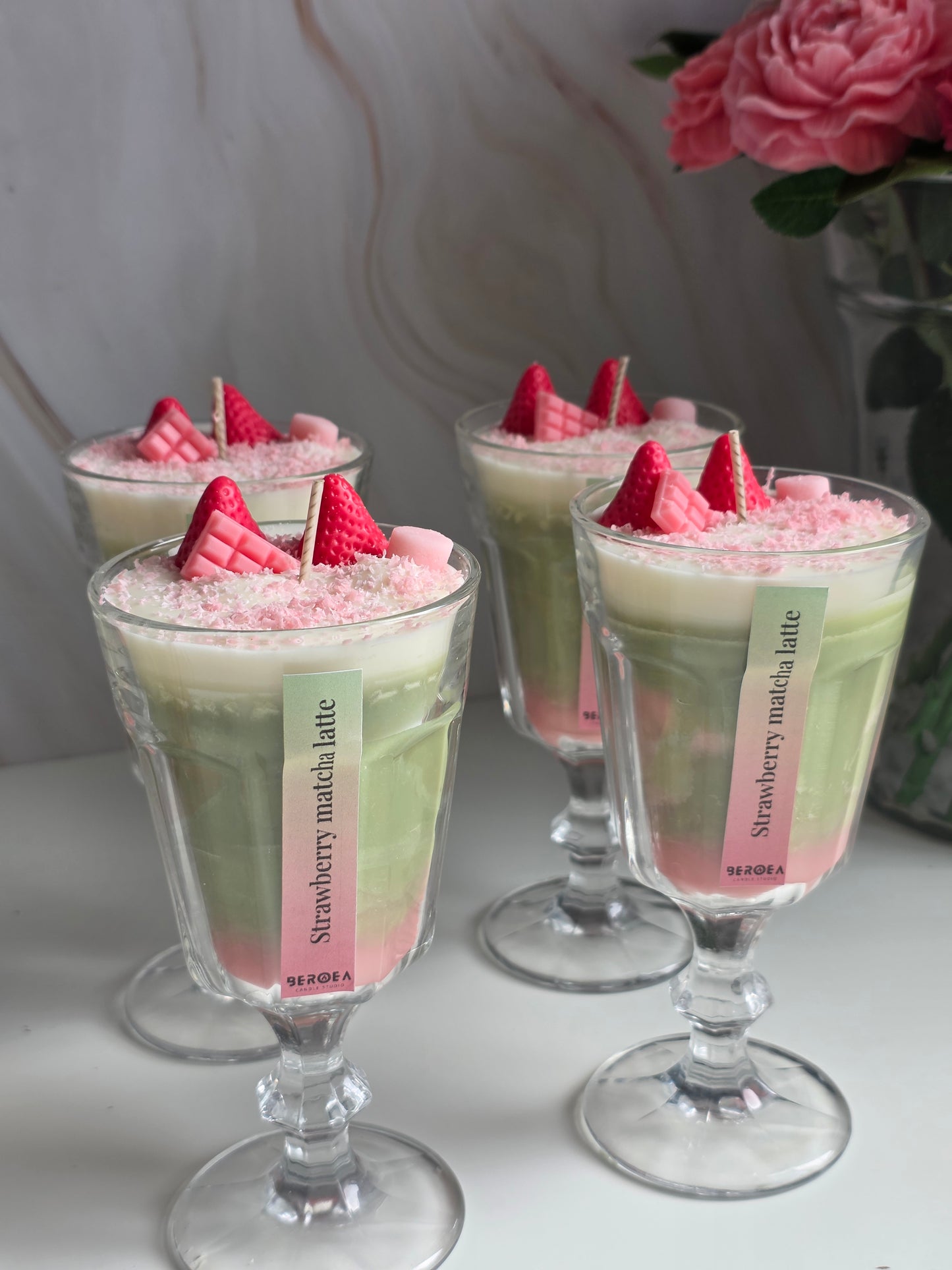 Strawberry matcha latte