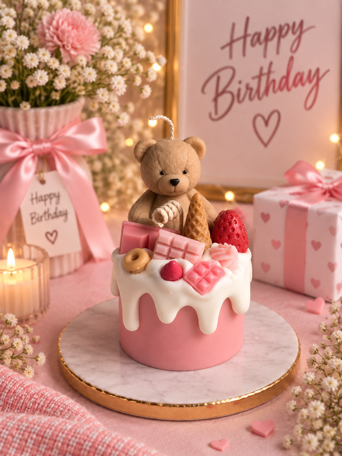 Birthday drip cake candle