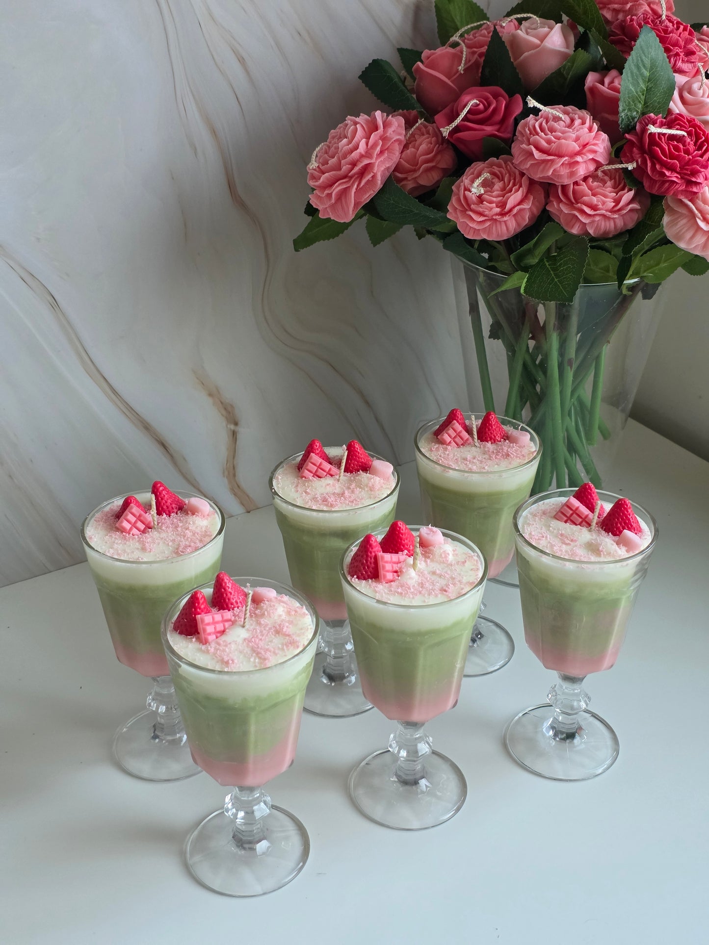 Strawberry matcha latte