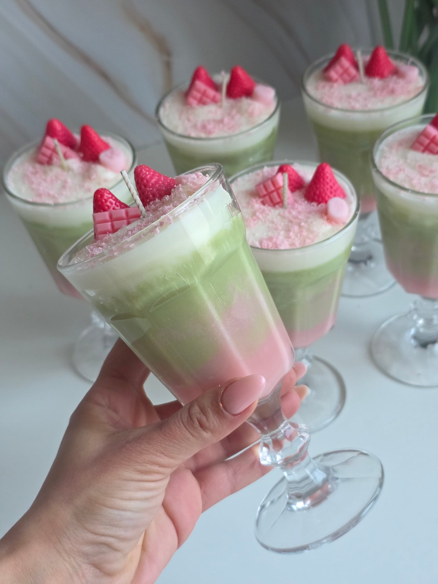 Strawberry matcha latte